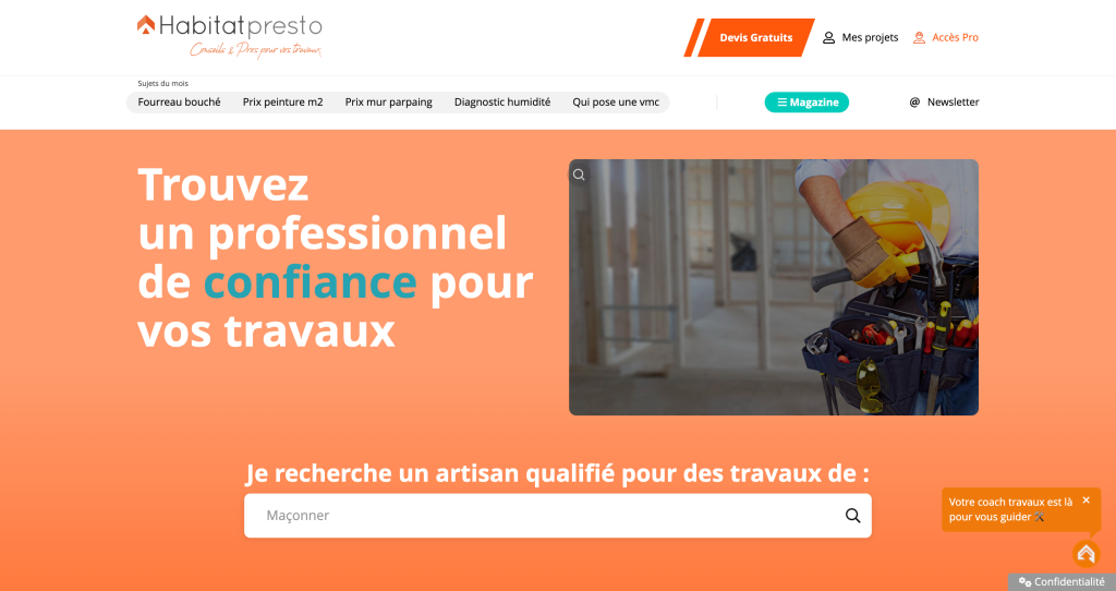 capture d'écran du site habitatpresto