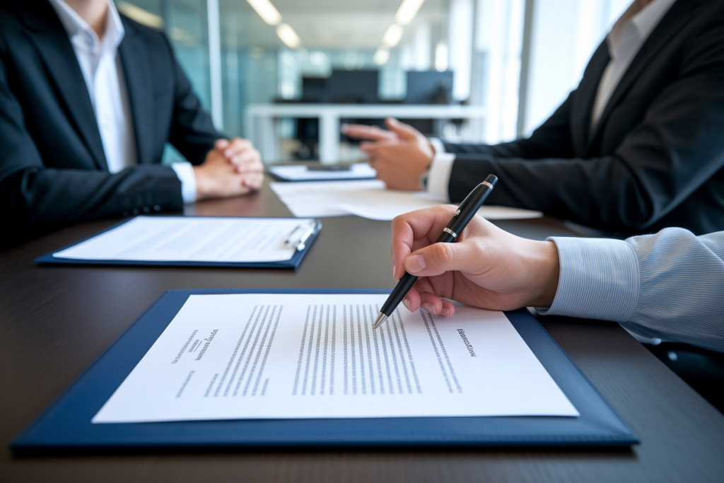 table-deux-personnes-contrat-signature-stylo