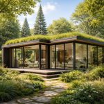 maison-moderne-baies-vitraux-toit-vegetalise