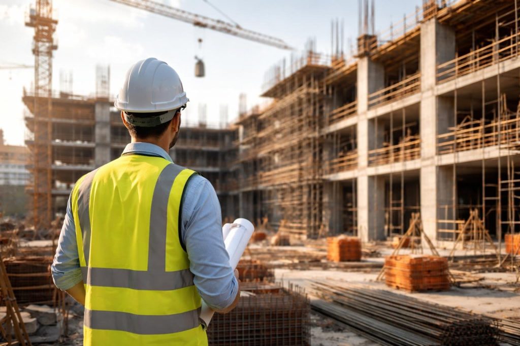 ingenieur-casque-chantier-batiments-echafaudages