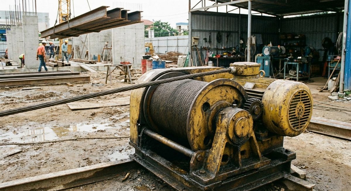 treuil électrique sur chantier