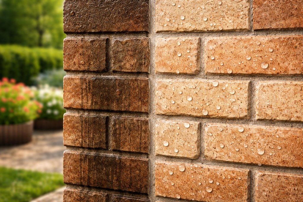 mur-facade-hydrofuge-gouttelettes-jardin