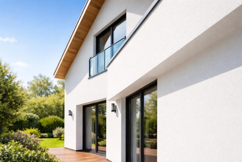 maison-moderne-peinture-texture-jardin