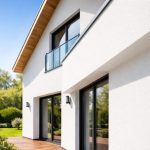 maison-moderne-peinture-texture-jardin